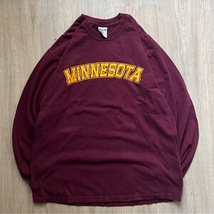 Vintage Minnesota Golden Gophers Long Sleeve Mens L Marooon Yellow Graphic